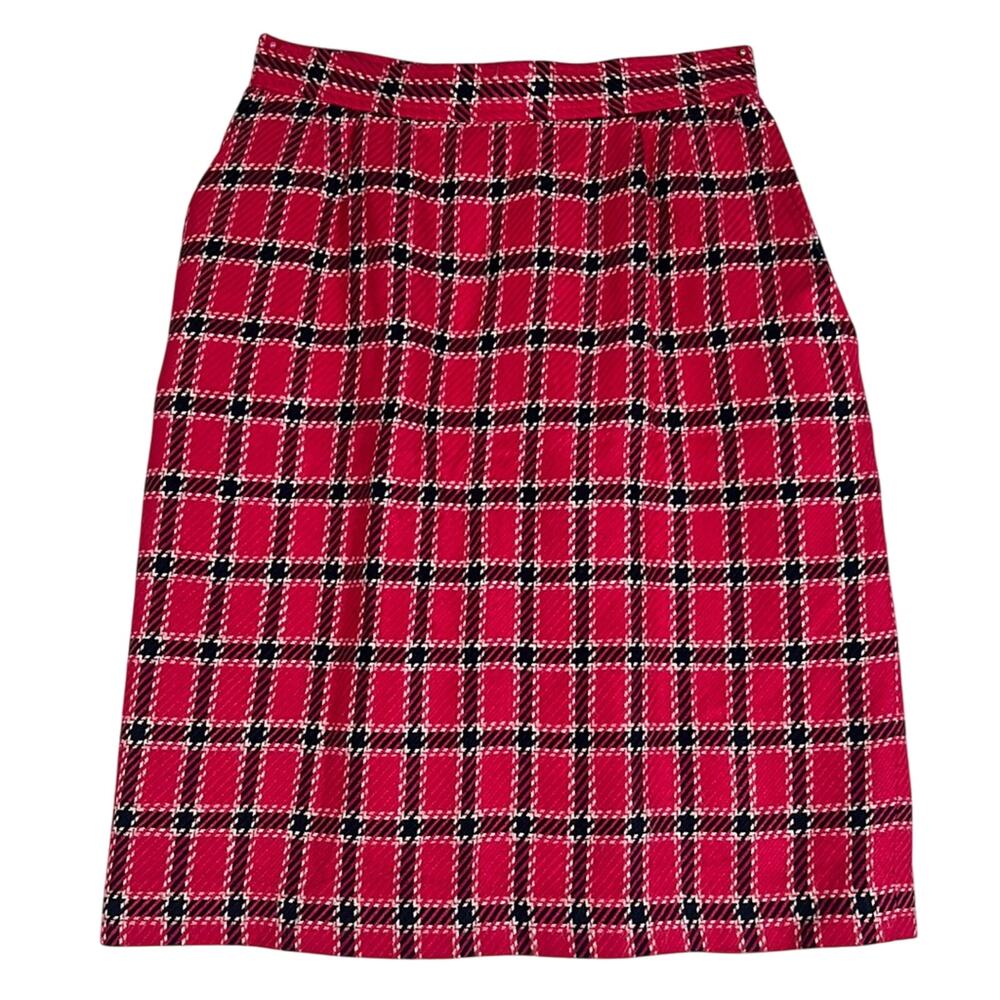 Vintage 80s Evan Picone Plaid Brig O’ Doon Wool Pencil Skirt Sz 10 Preppy Retro